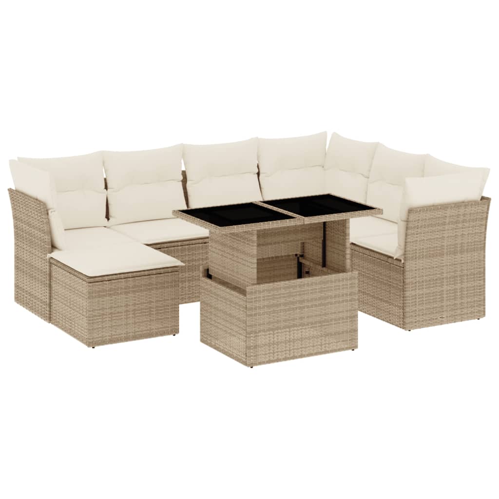 Set Divano da Giardino 8 pz con Cuscini Beige in Polyrattan 3266758