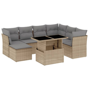 Set Divano da Giardino 8 pz con Cuscini Beige in Polyrattan 3266759