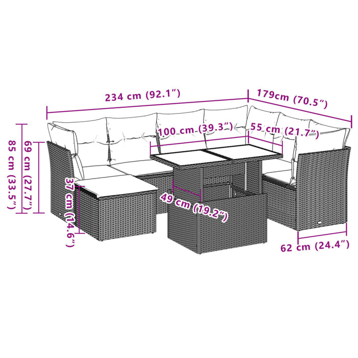 Set Divano da Giardino 8 pz con Cuscini Grigio in Polyrattan 3266760