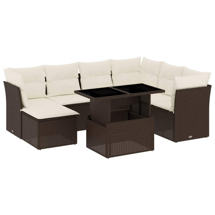 Set Divani da Giardino 8 pz con Cuscini Marrone in Polyrattan 3266763