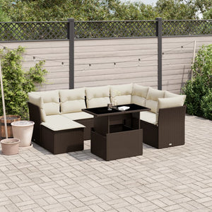 Set Divani da Giardino 8 pz con Cuscini Marrone in Polyrattan 3266763