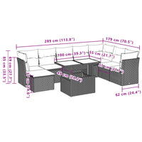 Set Divano da Giardino 9pz con Cuscini Grigio Chiaro Polyrattan 3266792