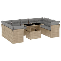 Set Divano da Giardino 10 pz con Cuscini Beige in Polyrattan 3266819