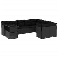 Set Divani da Giardino 10pz con Cuscini in Polyrattan Nero 3266845