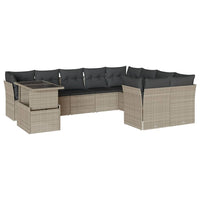 Set Divano Giardino 10 pz con Cuscini Grigio Chiaro Polyrattan 3266852