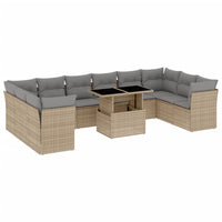 Set Divani da Giardino 11 pz con Cuscini Beige in Polyrattan 3266859