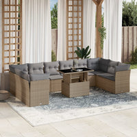 Set Divani da Giardino 11 pz con Cuscini Beige in Polyrattan 3266859