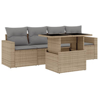 Set Divano da Giardino 5 pz con Cuscini Beige in Polyrattan 3267099