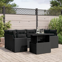 Set Divani da Giardino con Cuscini 7pz Nero Polyrattan 3267125