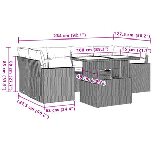 Set Divani da Giardino con Cuscini 7pz Nero Polyrattan 3267126