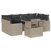 Set Divani da Giardino 7pz con Cuscini Grigio Chiaro Polyrattan 3267132