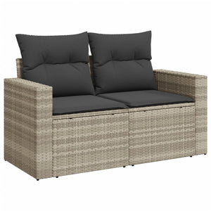 Set Divani da Giardino 7pz con Cuscini Grigio Chiaro Polyrattan 3267132