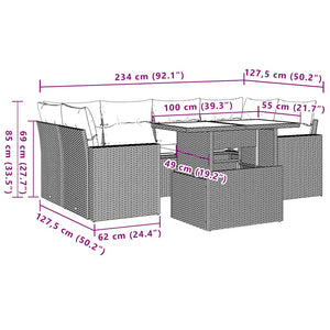 Set Divani da Giardino 7pz con Cuscini Grigio Chiaro Polyrattan 3267132