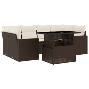 Set Divani da Giardino 7 pz con Cuscini Marrone in Polyrattan 3267133