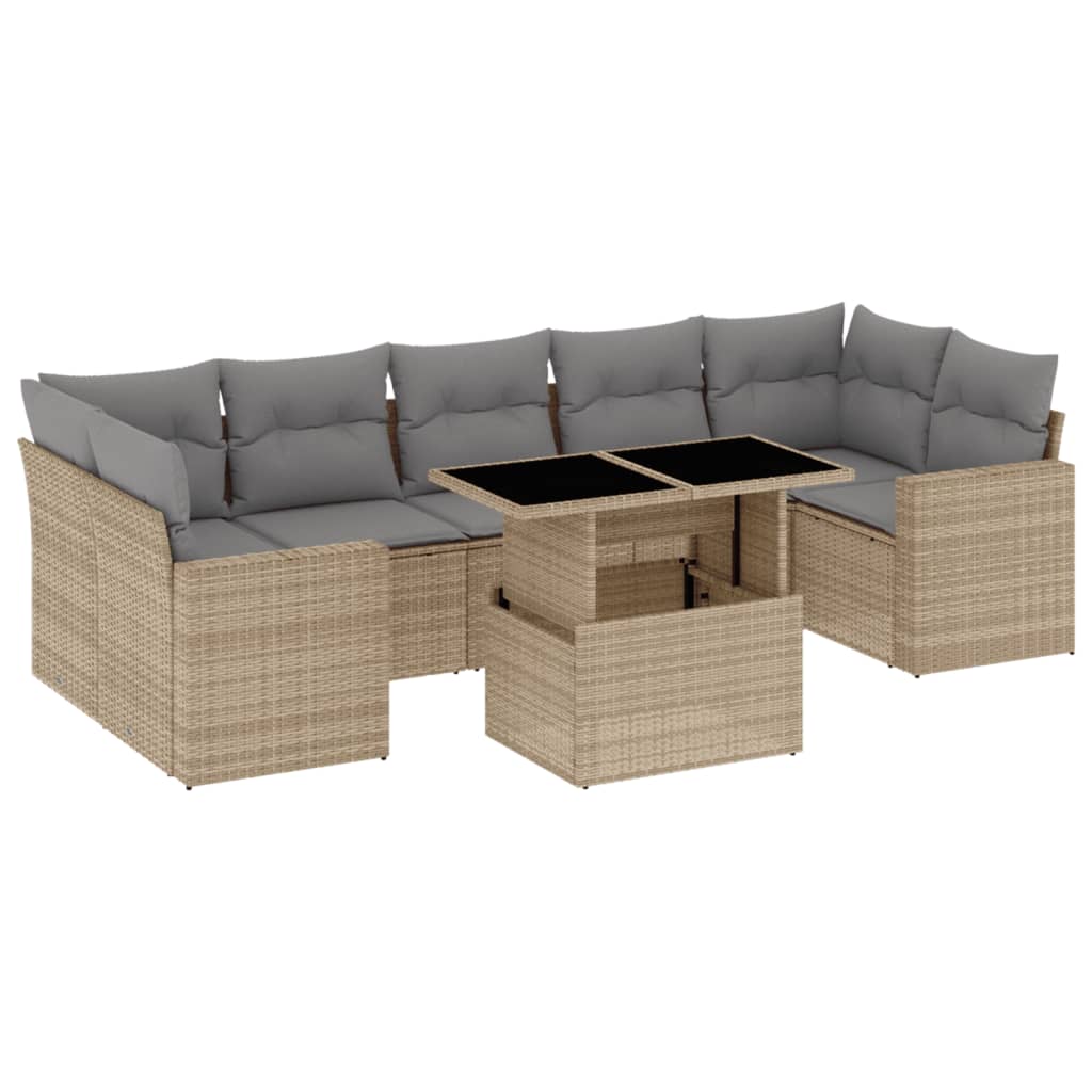 Set Divano da Giardino 8 pz con Cuscini Beige in Polyrattan 3267149