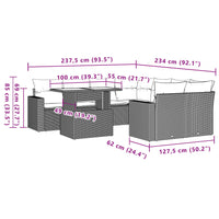 Set Divano da Giardino 9pz con Cuscini Grigio Chiaro Polyrattan 3267172