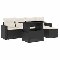 Set Divano da Giardino 6 pz con Cuscini Nero in Polyrattan 3267236