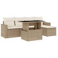 Set Divano da Giardino 6 pz con Cuscini Beige in Polyrattan 3267238