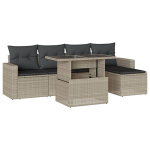 Set Divano da Giardino 6pz con Cuscini Grigio Chiaro Polyrattan 3267242