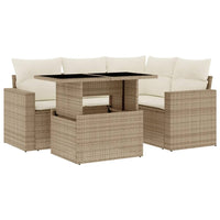 Set Divano da Giardino 5 pz con Cuscini Beige in Polyrattan 3267248