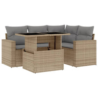 Set Divano da Giardino 5 pz con Cuscini Beige in Polyrattan 3267249