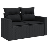 Set Divano da Giardino 6 pz con Cuscini Nero in Polyrattan 3267255