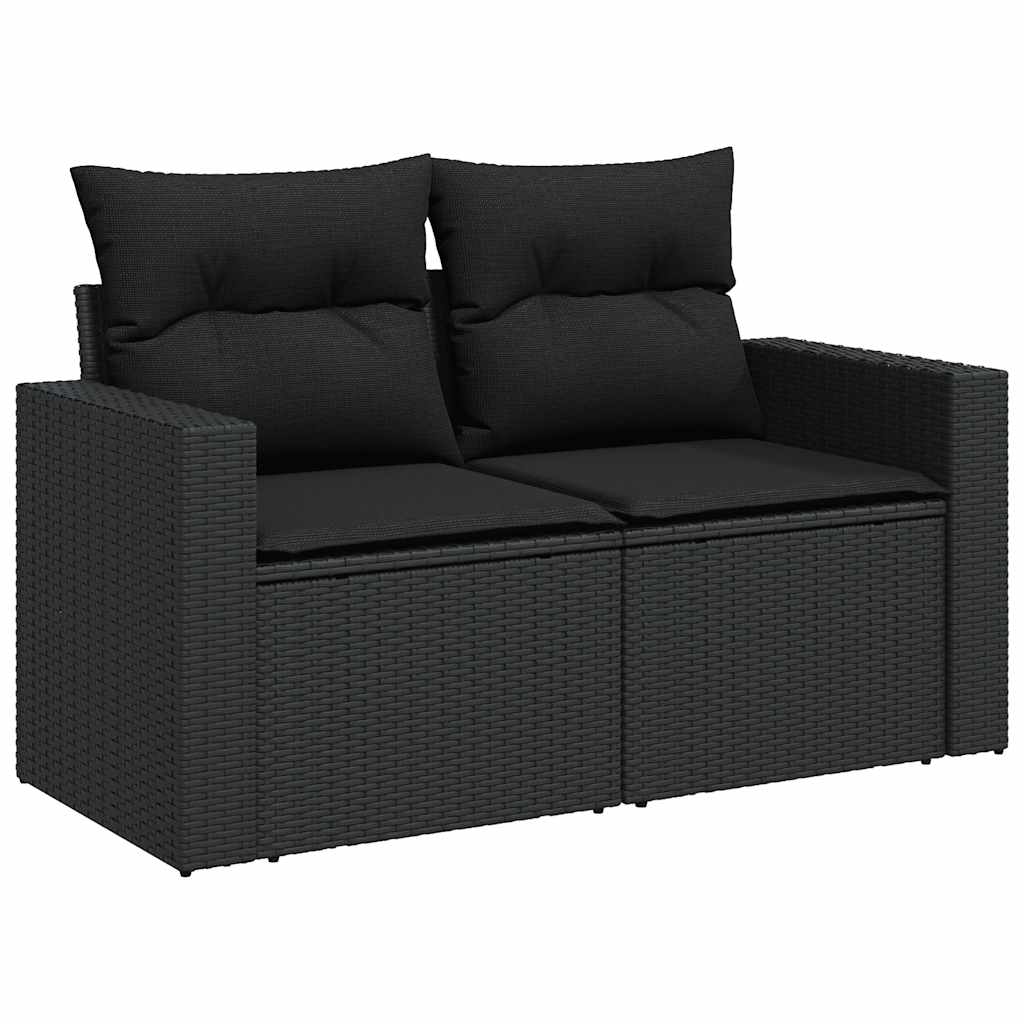 Set Divano da Giardino 6 pz con Cuscini Nero in Polyrattan 3267265