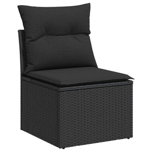 Set Divano da Giardino 6 pz con Cuscini Nero in Polyrattan 3267265