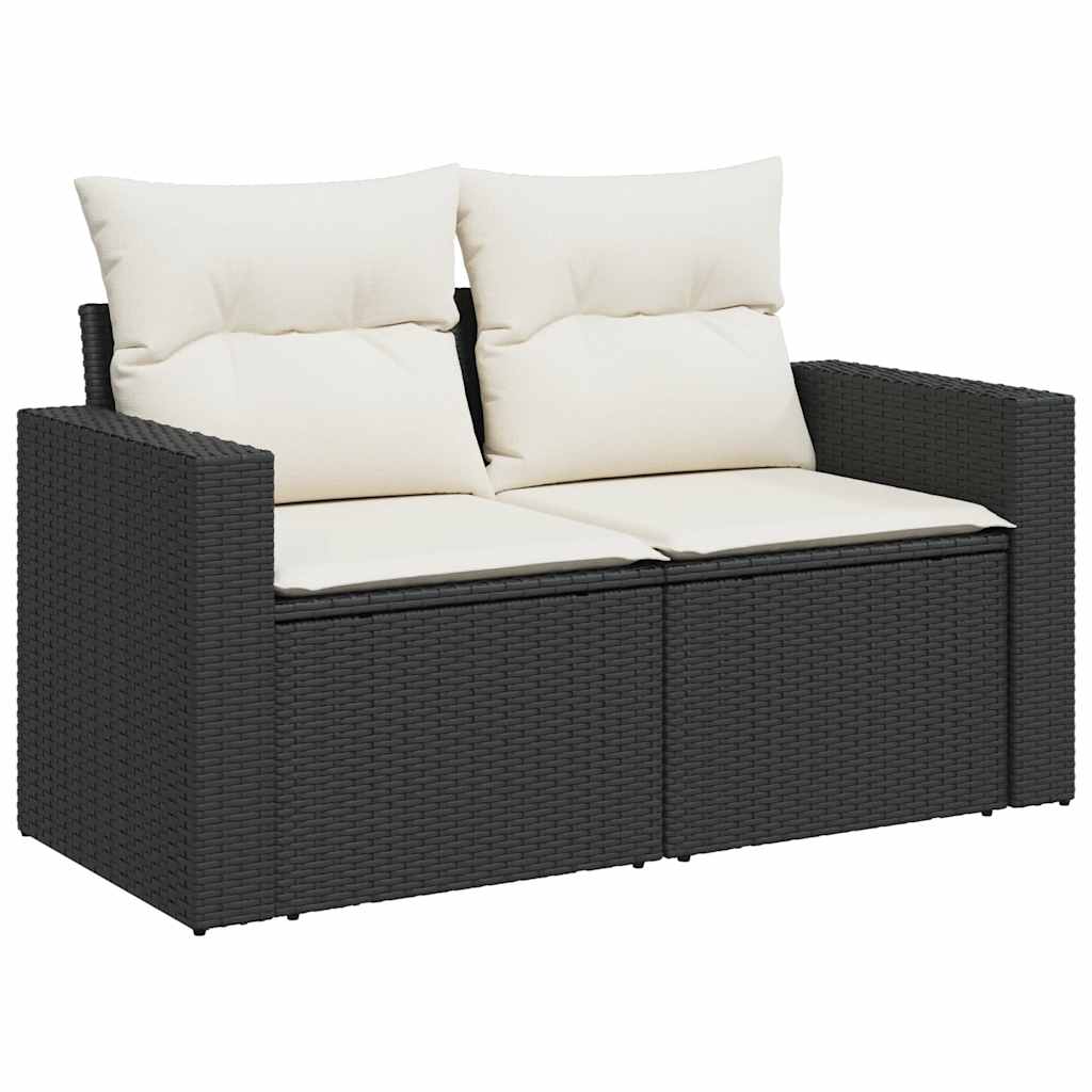 Set Divano da Giardino 6 pz con Cuscini Nero in Polyrattan 3267266