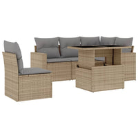 Set Divano da Giardino 6 pz con Cuscini Beige in Polyrattan 3267279