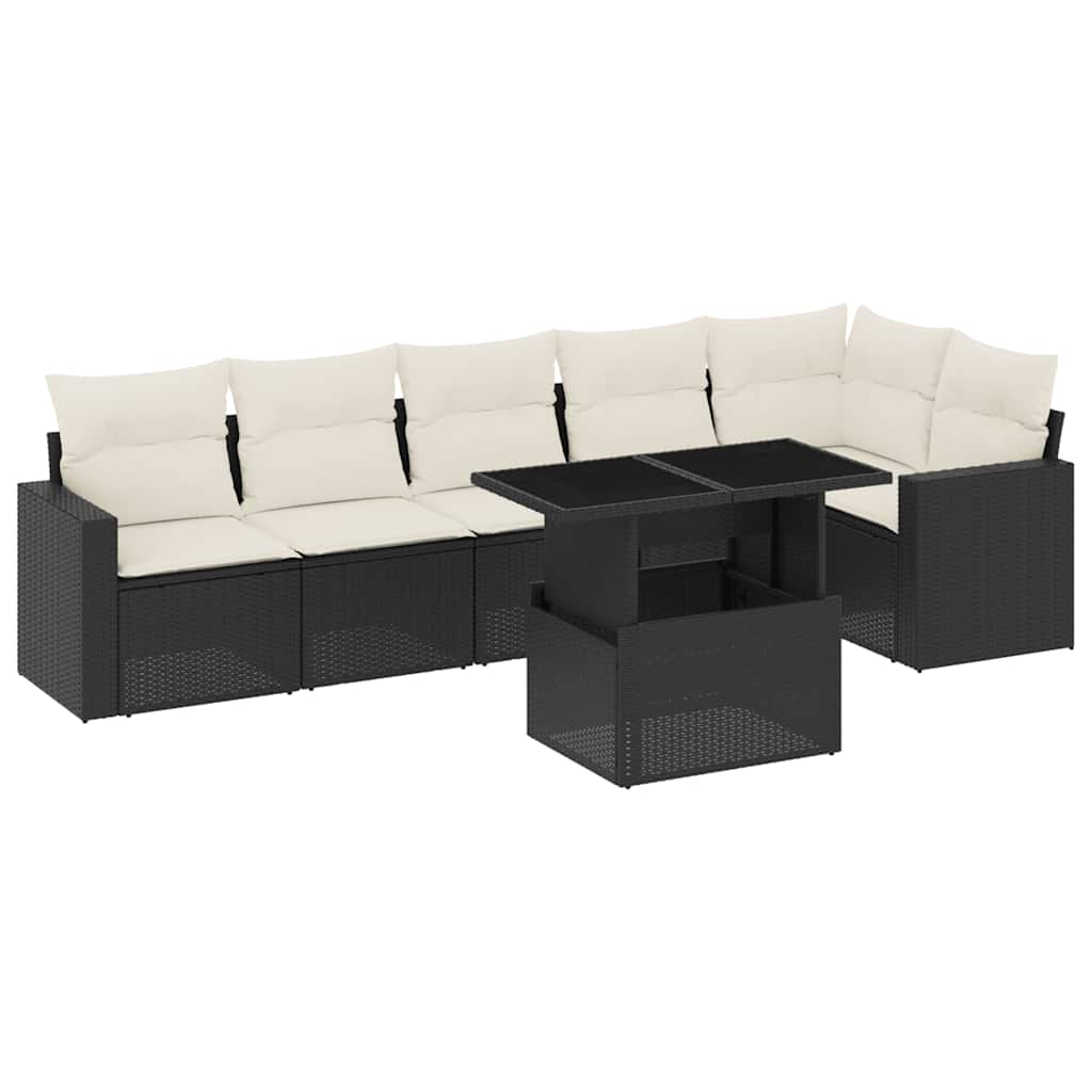 Set Divani da Giardino con Cuscini 7pz Nero Polyrattan 3267286