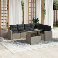 Set Divani da Giardino 7pz con Cuscini Grigio Chiaro Polyrattan 3267302