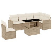 Set Divani da Giardino 7 pz con Cuscini Beige in Polyrattan 3267308