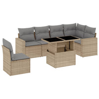 Set Divani da Giardino 7 pz con Cuscini Beige in Polyrattan 3267309