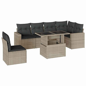 Set Divani da Giardino 7pz con Cuscini Grigio Chiaro Polyrattan 3267312