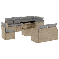 Set Divano da Giardino 9 pz con Cuscini Beige in Polyrattan 3267409