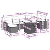 Set Divano da Giardino 8 pz con Cuscini Grigio in Polyrattan 3267430