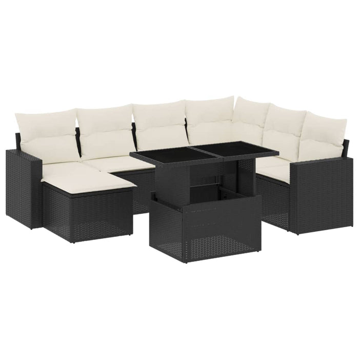 Set Divani da Giardino con Cuscini 8 pz Nero in Polyrattan 3267436