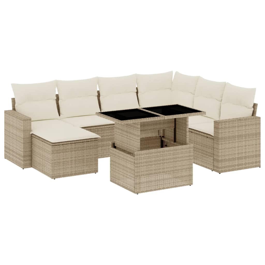 Set Divano da Giardino 8 pz con Cuscini Beige in Polyrattan 3267438