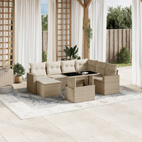 Set Divano da Giardino 8 pz con Cuscini Beige in Polyrattan 3267438