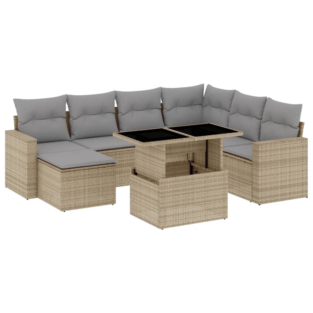 Set Divano da Giardino 8 pz con Cuscini Beige in Polyrattan 3267439