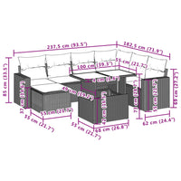 Set Divano da Giardino 8 pz con Cuscini Grigio in Polyrattan 3267440