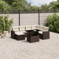 Set Divani da Giardino 8 pz con Cuscini Marrone in Polyrattan 3267443