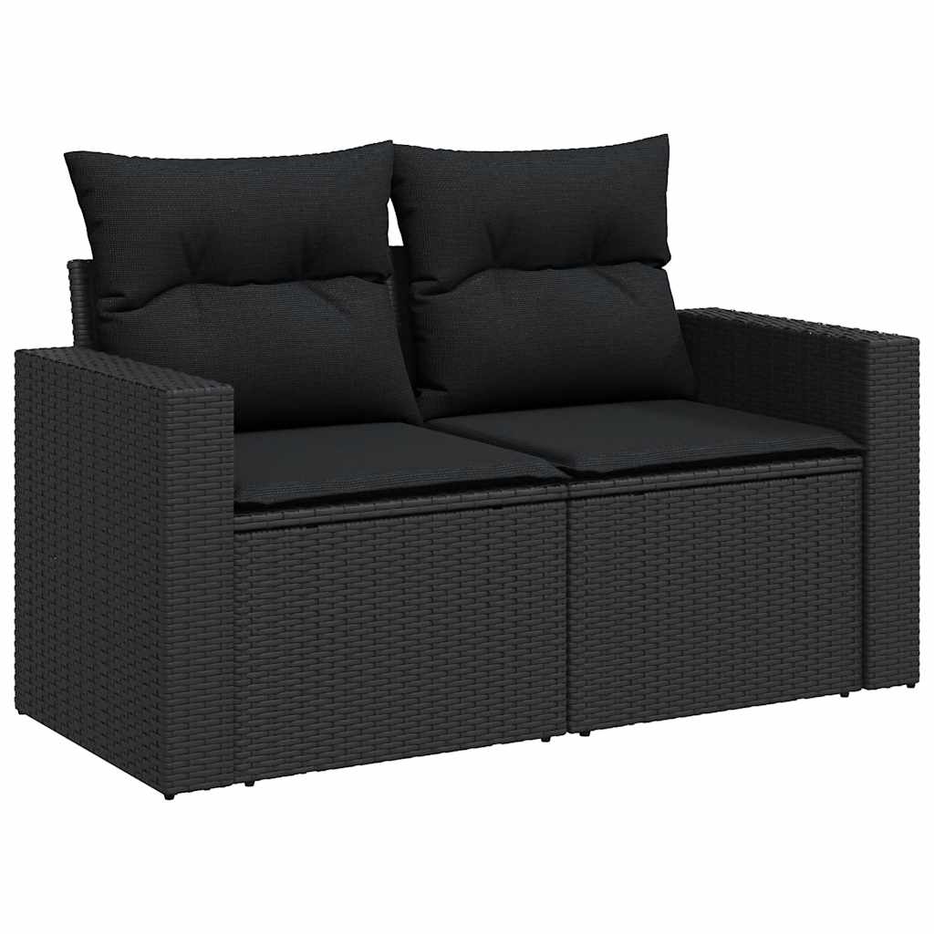 Set Divani da Giardino 10pz con Cuscini in Polyrattan Nero 3267475