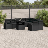 Set Divani da Giardino 10pz con Cuscini in Polyrattan Nero 3267495