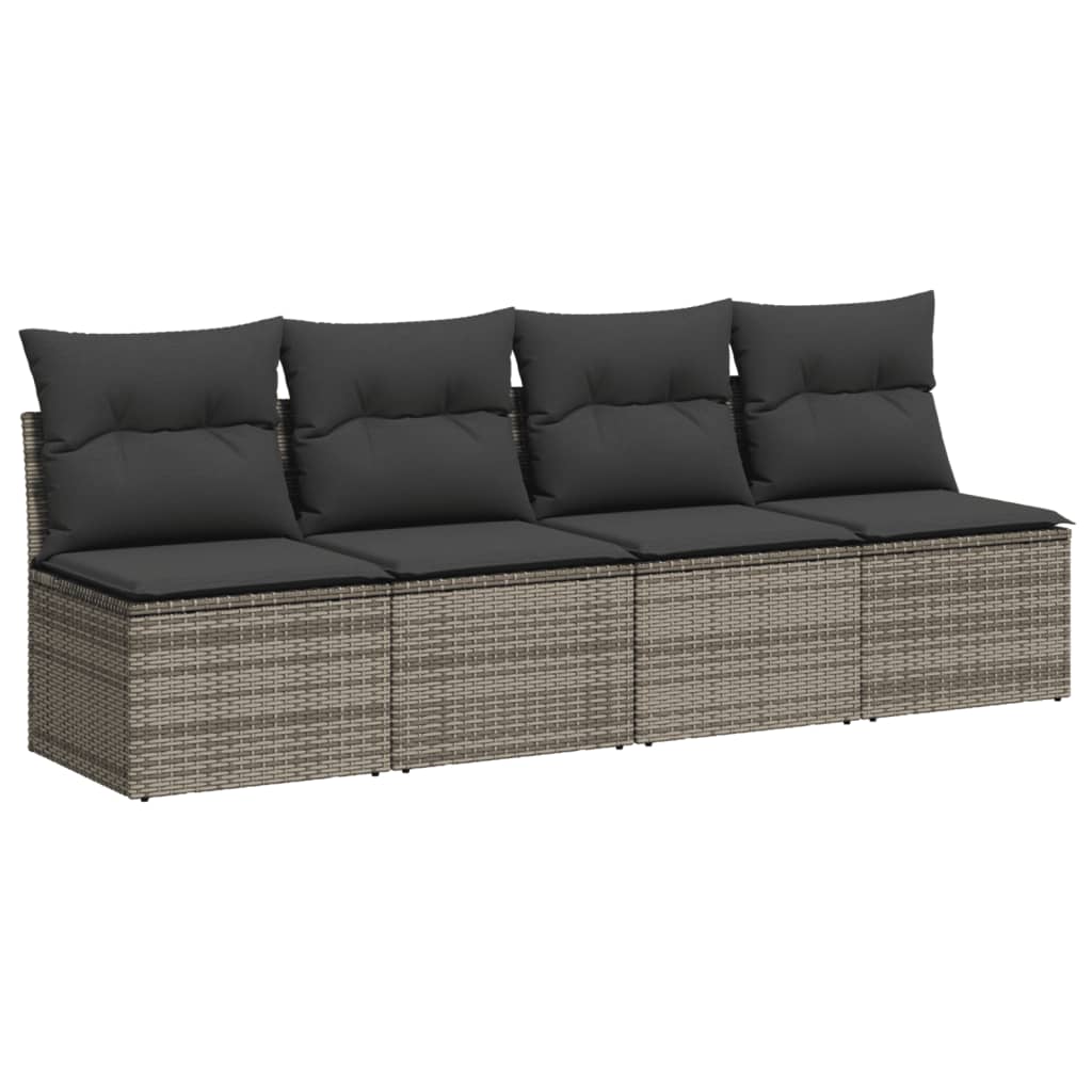 Set Divano da Giardino 10 pz con Cuscini Grigio in Polyrattan 3267500