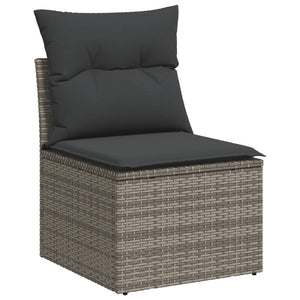 Set Divano da Giardino 10 pz con Cuscini Grigio in Polyrattan 3267500