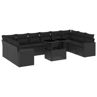 Set Divani da Giardino 11 pz con Cuscini in Polyrattan Nero 3267515