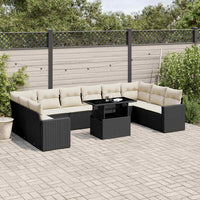 Set Divani da Giardino 11 pz con Cuscini in Polyrattan Nero 3267516