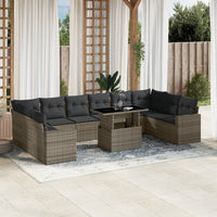 Set Divani da Giardino 11 pz con Cuscini in Polyrattan Grigio 3267520